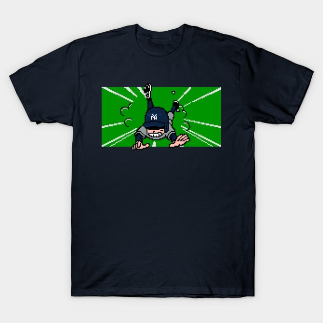 8-Bit Baseball Slide - New York T-Shirt by The Pixel League